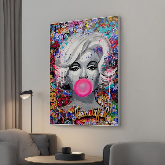 Pop Art Canvas Print Marilyn Monroe, Banksy Style Wall