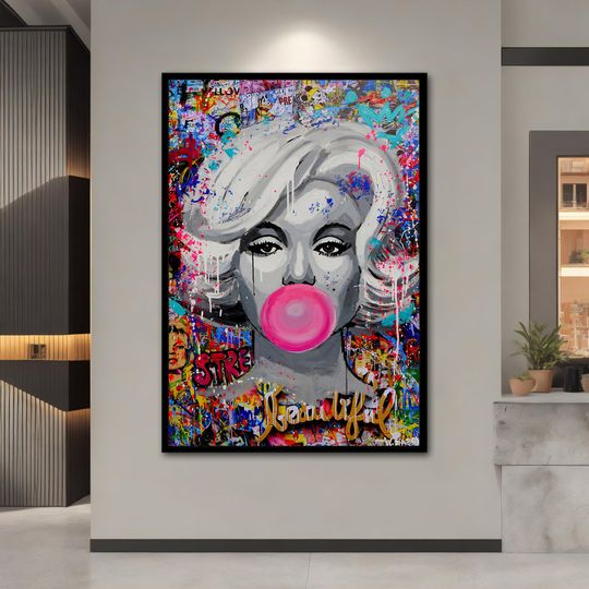 Pop Art Canvas Print Marilyn Monroe, Banksy Style Wall