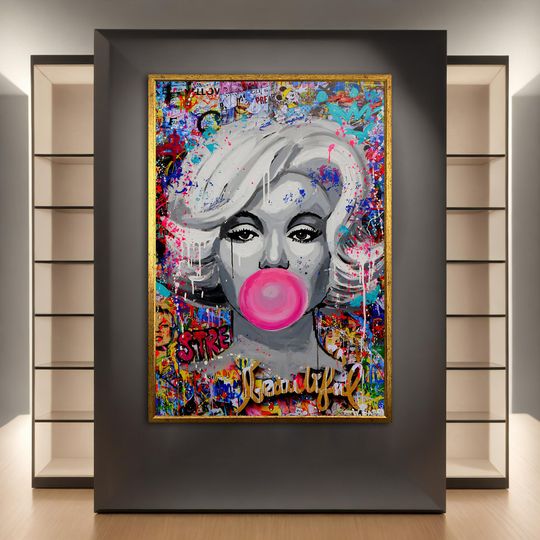 Pop Art Canvas Print Marilyn Monroe, Banksy Style Wall
