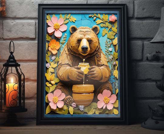 Spring Bear Folk Art Premium Matte Vertical Posters