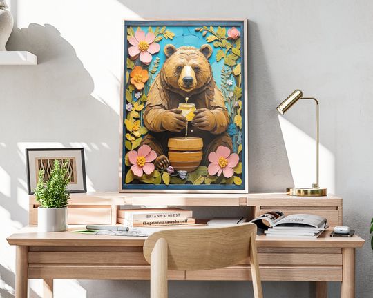 Spring Bear Folk Art Premium Matte Vertical Posters
