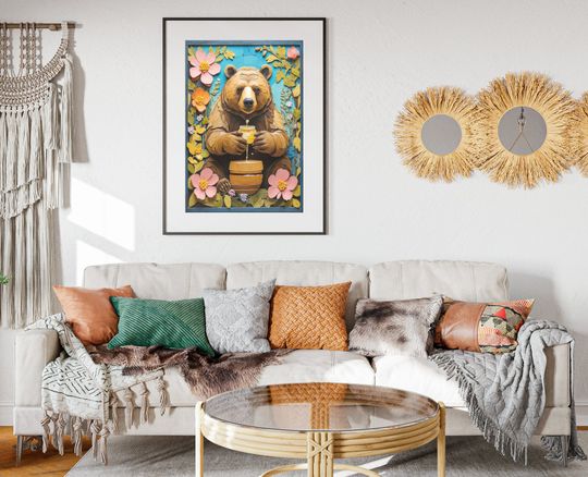 Spring Bear Folk Art Premium Matte Vertical Posters