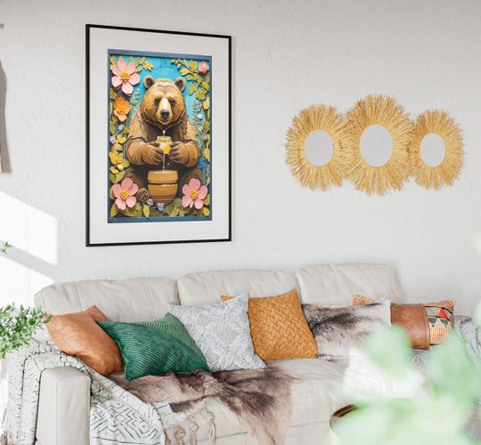 Spring Bear Folk Art Premium Matte Vertical Posters