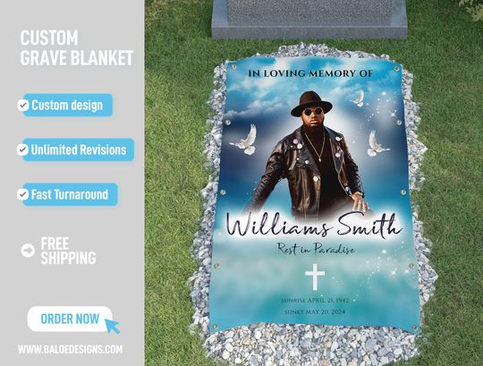 Custom Grave Blanket, Custom Memorial Grave Blanket
