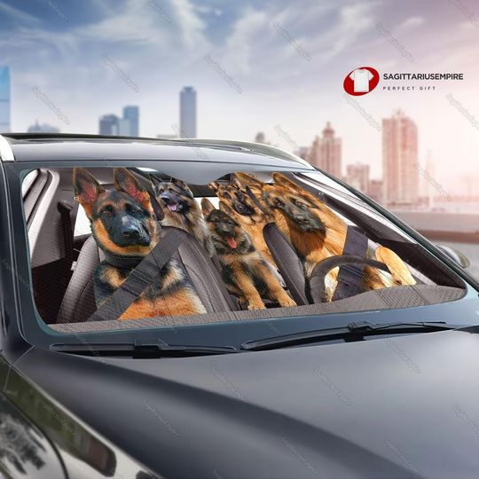 German Shepherd Dog Car Sun Shade, Funny German Shepherd
