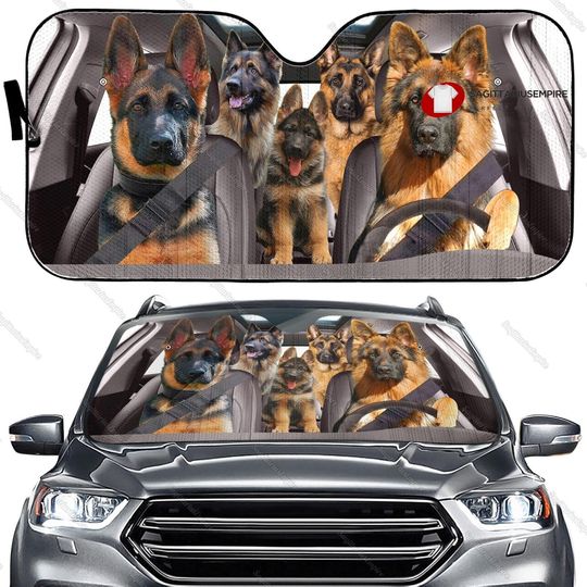 German Shepherd Dog Car Sun Shade, Funny German Shepherd