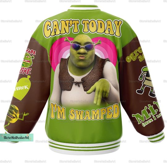 Shrek Face Baseball Jacket, Shrek Face Baseball Jacket