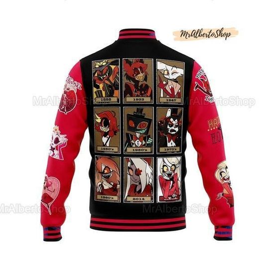 Hazbin Hotel Baseball Jacket, Hazbin Hotel Varsity Jacket