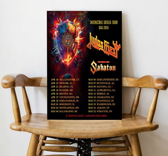 Judas Priest Invincible Shield Tour USA 2024 Tour Poster