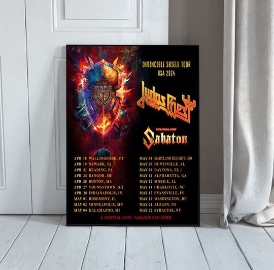 Judas Priest Invincible Shield Tour USA 2024 Tour Poster