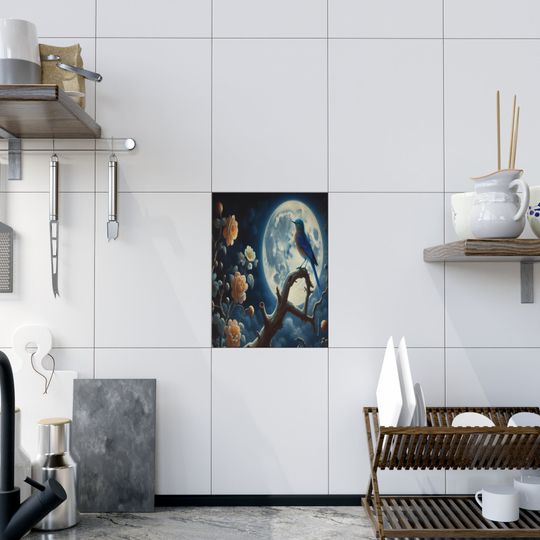 The Blue Bird Ceramic Photos Tile, Home Decor