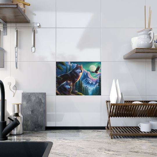 Wolves Ceramic Photos Tile, Home Decor