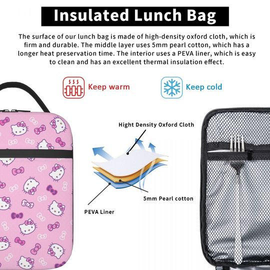 Hello Kitty Cute Lunch Bags for Kids, Cute Lunch Bag