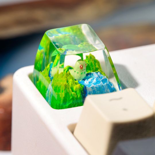 Chikorita PKM Artisan Keycap, Spacebar Keycap, Keycap Set, Cute Keycap
