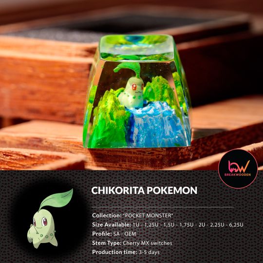 Chikorita PKM Artisan Keycap, Spacebar Keycap, Keycap Set, Cute Keycap