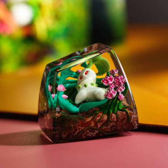 Chikorita PKM Artisan Keycap, Spacebar Keycap, Keycap Set, Cute Keycap