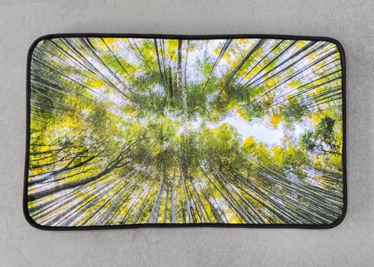 Bamboo Bath Rug Set Toilet Seat Cover Rustic Bamboo Forest Green Leaves