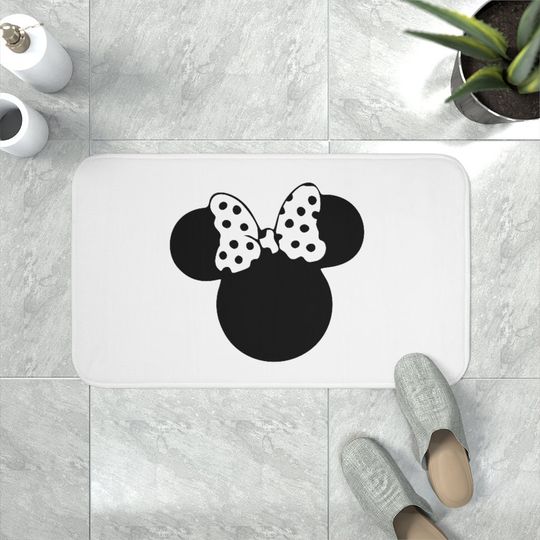 Black & White Memory Foam Bath Mat / Minnie / Disney Inspired Home Decor