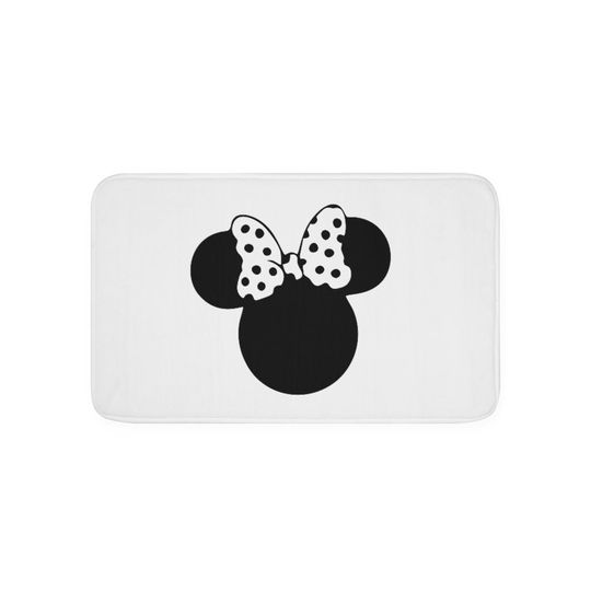 Black & White Memory Foam Bath Mat / Minnie / Disney Inspired Home Decor