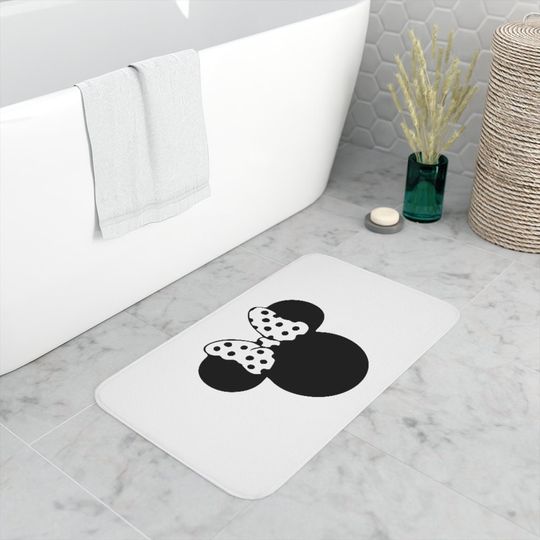 Black & White Memory Foam Bath Mat / Minnie / Disney Inspired Home Decor