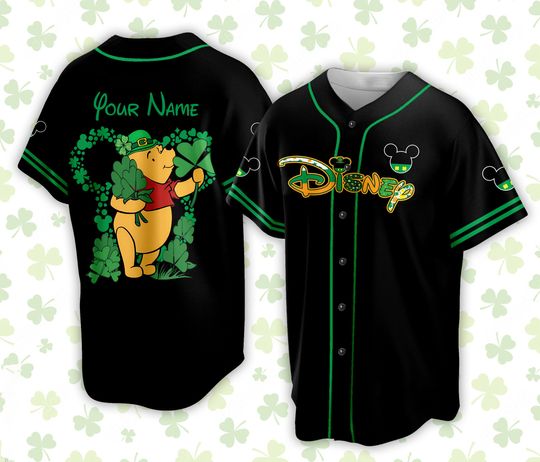 Custom Saint Patrick Day Disneyland Baseball Jersey, Mickey St Patrick Baseball Jersey