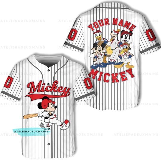 Personalize Disney Mickey Play Baseball Jersey, Mickey Mouse Jersey