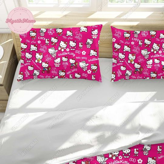 Hello Kitty Duvet Cover, Kitty Cat Bedding, Hello Kitty Bedding Set