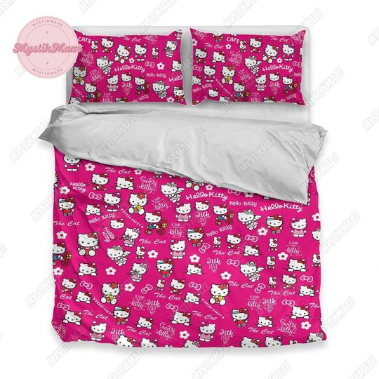 Hello Kitty Duvet Cover, Kitty Cat Bedding, Hello Kitty Bedding Set
