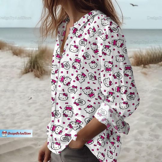 Hello Kitty Linen Shirt, Hello Kitty Linen Blouse, Hello Kitty Shirt