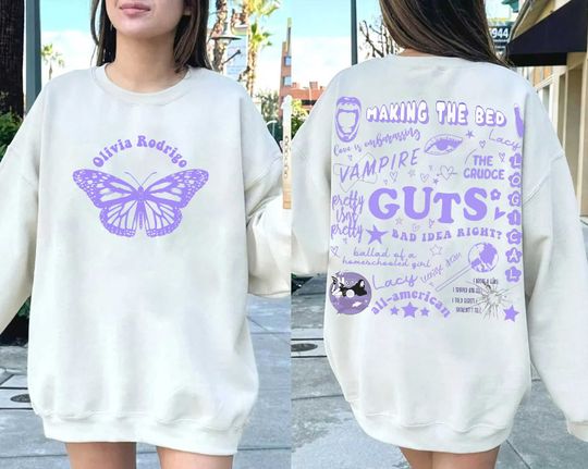 Olivia Rodrigo Guts World Tour Double Sided Sweatshirt