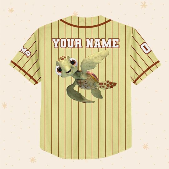 Personalized Finding Nemo Squirt Sea Turtle Disney Baseball Jersey, Disney Jersey