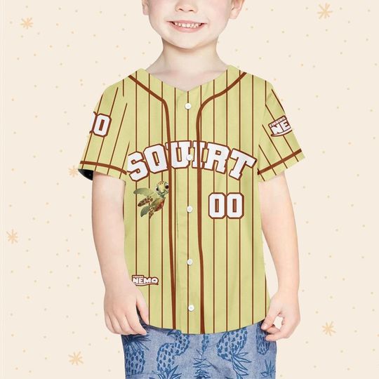 Personalized Finding Nemo Squirt Sea Turtle Disney Baseball Jersey, Disney Jersey