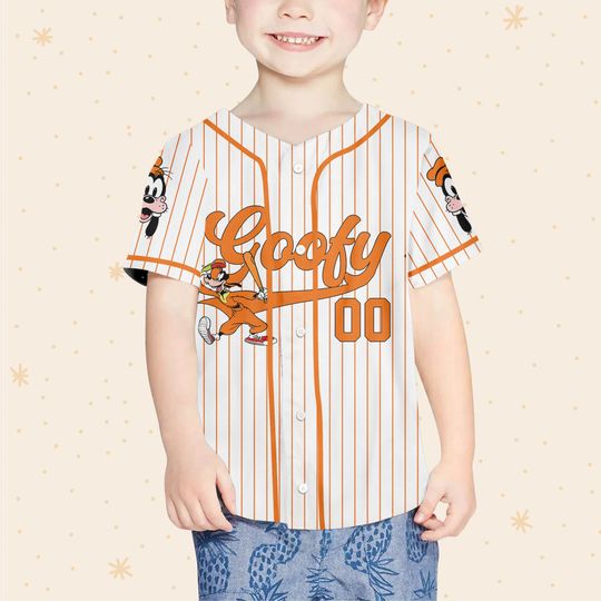 Personalized Disney Goofy Play Baseball Orange Baseball Jersey