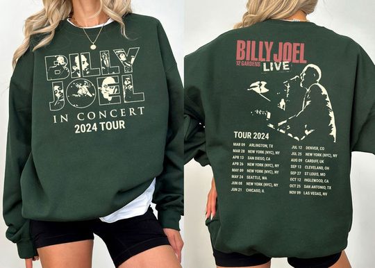 Billy Joel Music Tour 2024 Font & Back Shirt