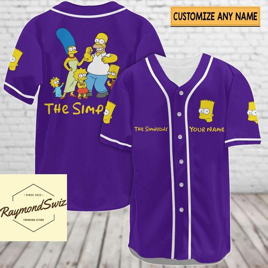 The Simpsons Baseball Shirt, Custom Simpsons Jersey Shirt