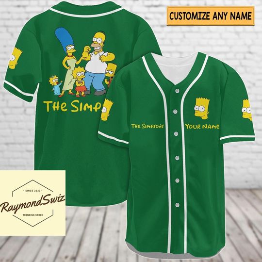 The Simpsons Baseball Shirt, Custom Simpsons Jersey Shirt