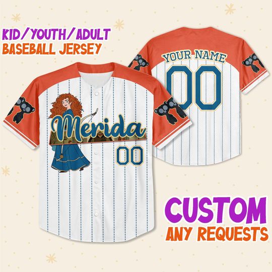 Personalized Princess Merida Disney Baseball Jersey, Disney Jersey