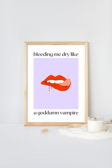 Olivia Rodrigo Vampire, Vampire Lyrics Print