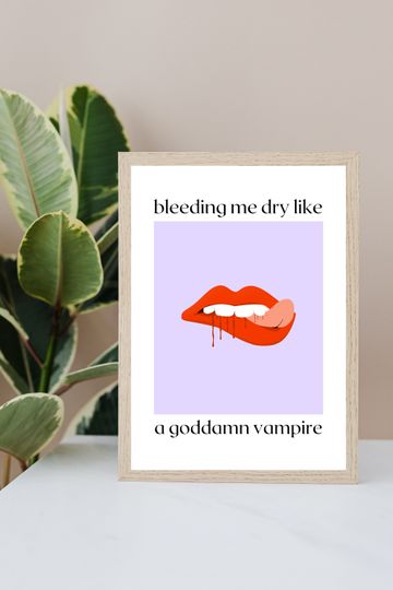 Olivia Rodrigo Vampire, Vampire Lyrics Print