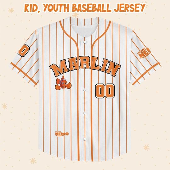 Personalized Finding Nemo Marlin Disney Baseball Jersey, Disney Jersey