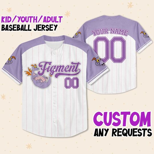 Personalized Figment Disney Baseball Jersey, Disney Jersey