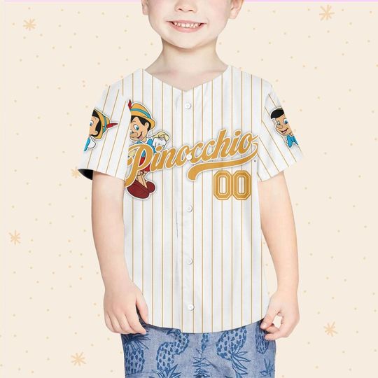 Personalized Disney Pinocchio Stripe Fun Baseball Jersey