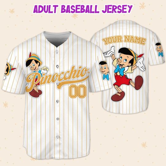 Personalized Disney Pinocchio Stripe Fun Baseball Jersey