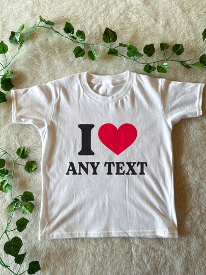 Personalised I Heart Any Text Baby Tee, I love custom text