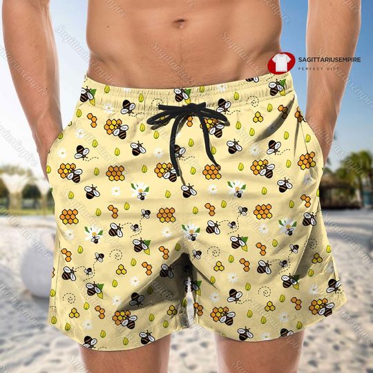 Bee Button Shirt And Shorts, Bee Shirt, Bee Swim Shorts