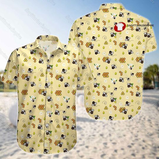 Bee Button Shirt And Shorts, Bee Shirt, Bee Swim Shorts