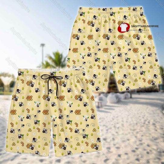 Bee Button Shirt And Shorts, Bee Shirt, Bee Swim Shorts