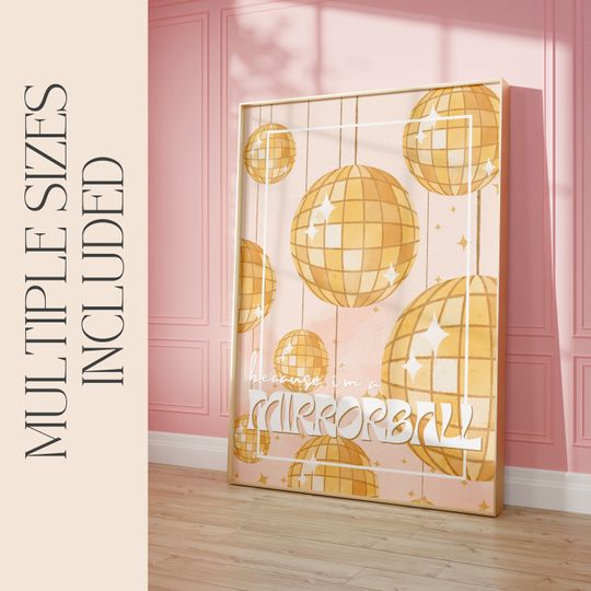Mirrorball Poster | Retro Y2K style | Printable Wall Art