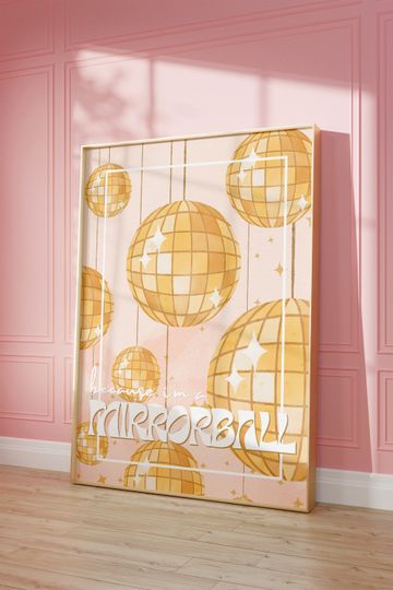 Mirrorball Poster | Retro Y2K style | Printable Wall Art