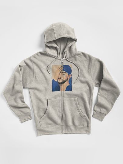 Bad Bunny Portrait in Zipped Hoodie
